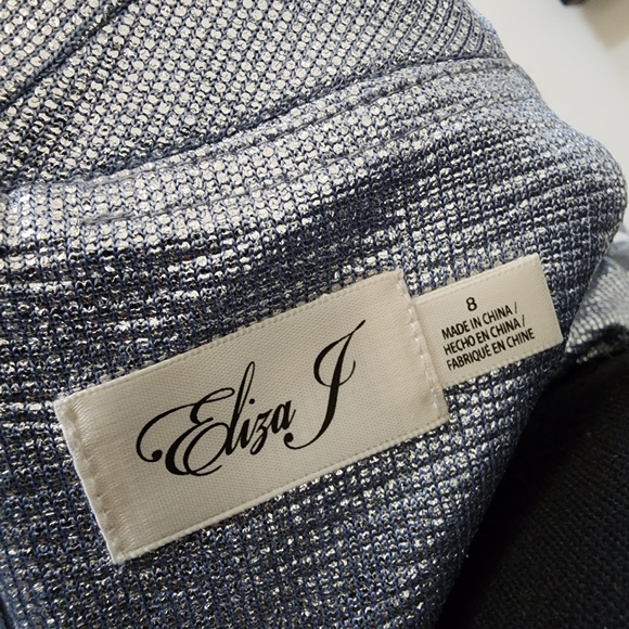 🔥Eliza J Metallic Silver Off-the-Shoulder Evening Gown - Picture 14 of 15